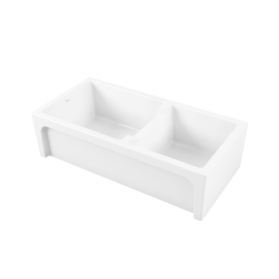 Sicily White Fireclay Farmhouse 1 & 3/4 Bowl Counter Top or Undermount Sink