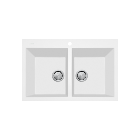 Santorini White Piccolo Double Bowl Topmount Sink
