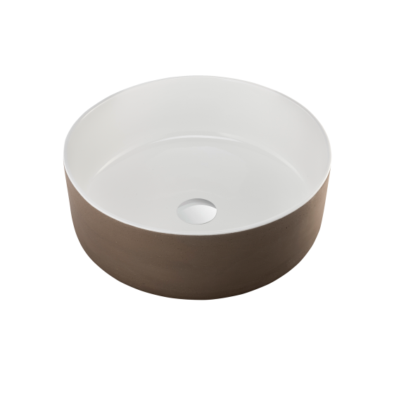 Terzofoco Natural Earth and White Circular Counter Top Basin