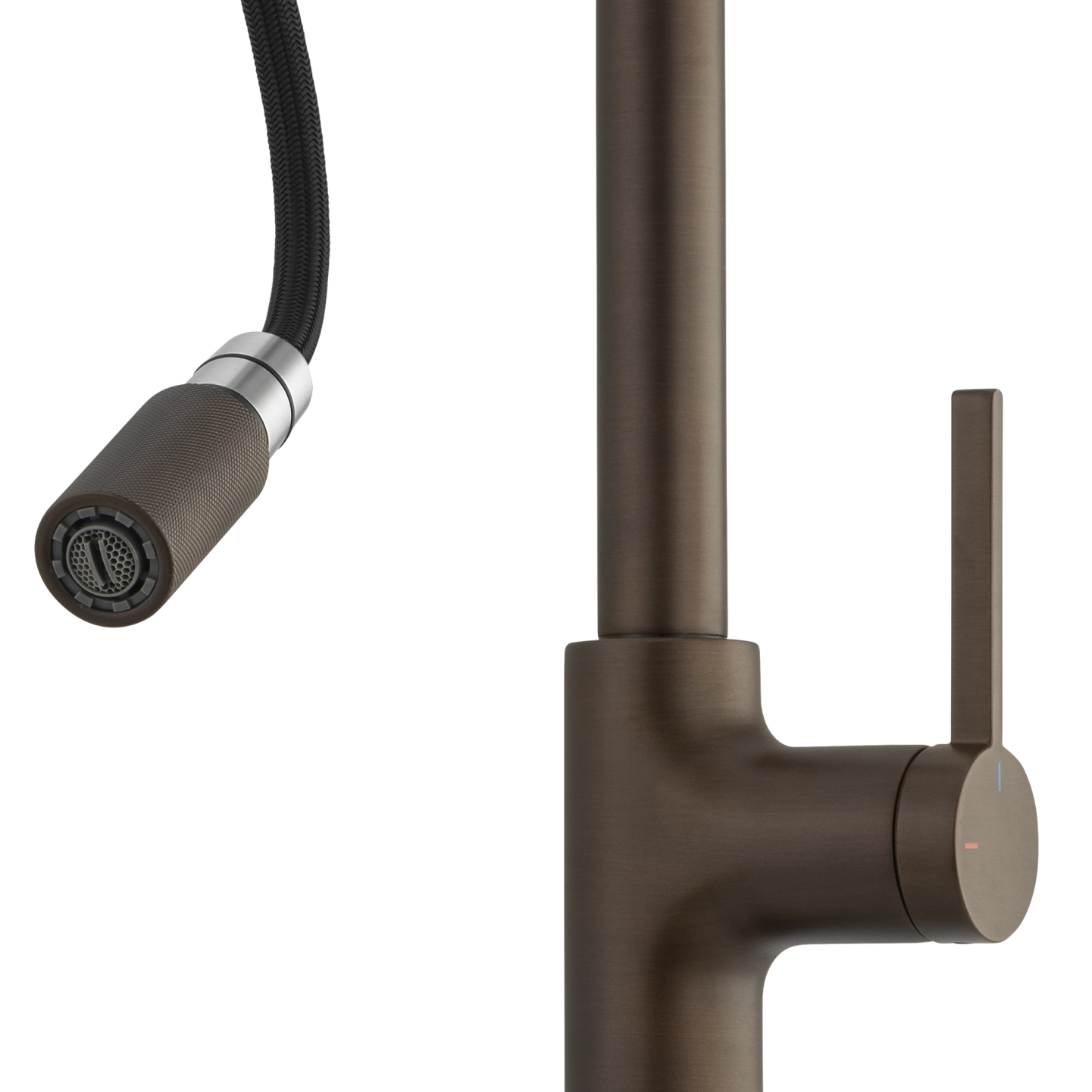 Antique Bronze finish with knurled pull out hose head