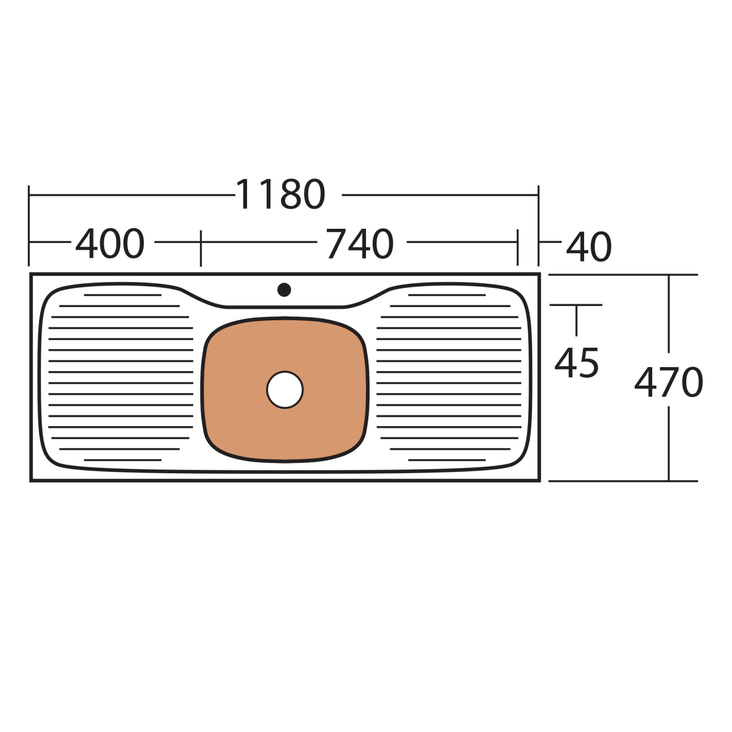 Oliveri Ultraform Single Bowl Sink With Double Drainer